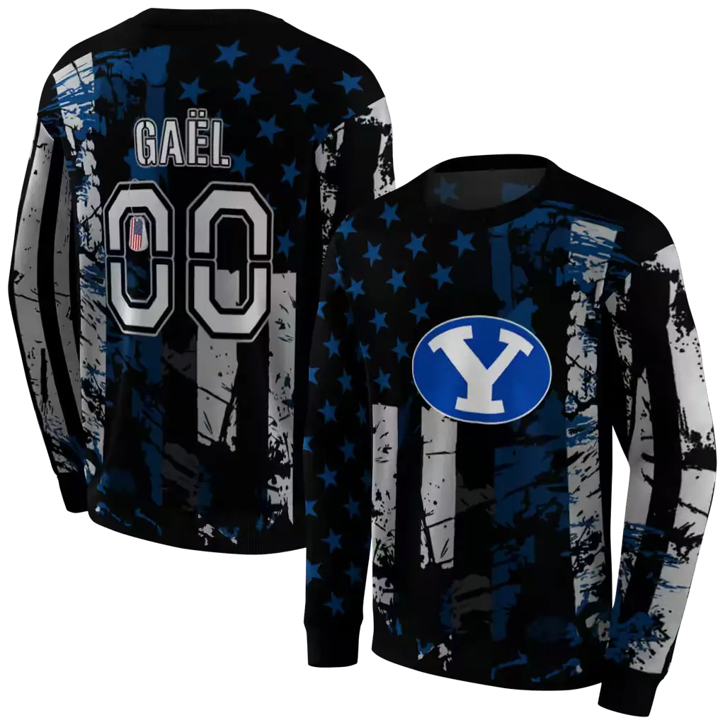 personalized byu cougars distressed flag blue black hoodie premium grade personalized byu cougars distressed flag blue black hoodie premium grade