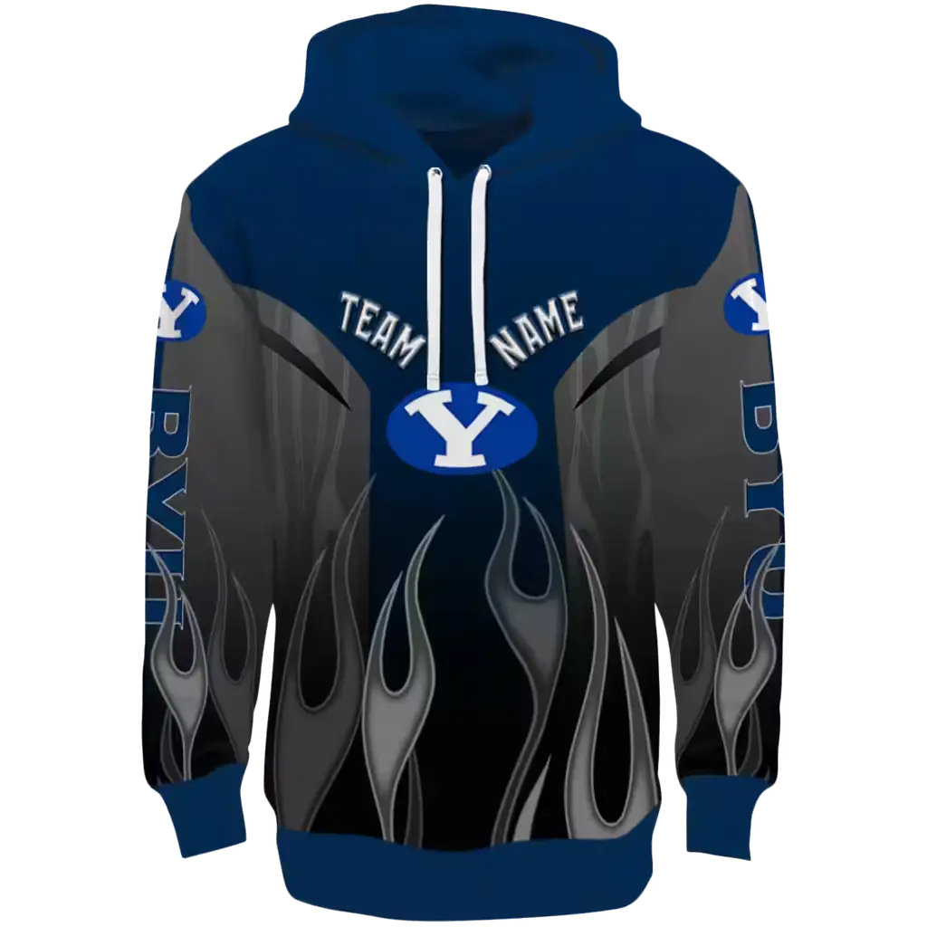 personalized byu cougars flame design blue hoodie best selling personalized byu cougars flame design blue hoodie best selling