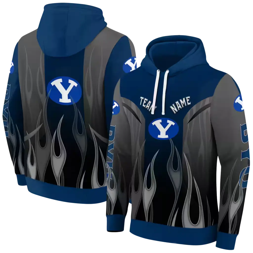 personalized byu cougars flame design blue hoodie fashion forward personalized byu cougars flame design blue hoodie fashion forward