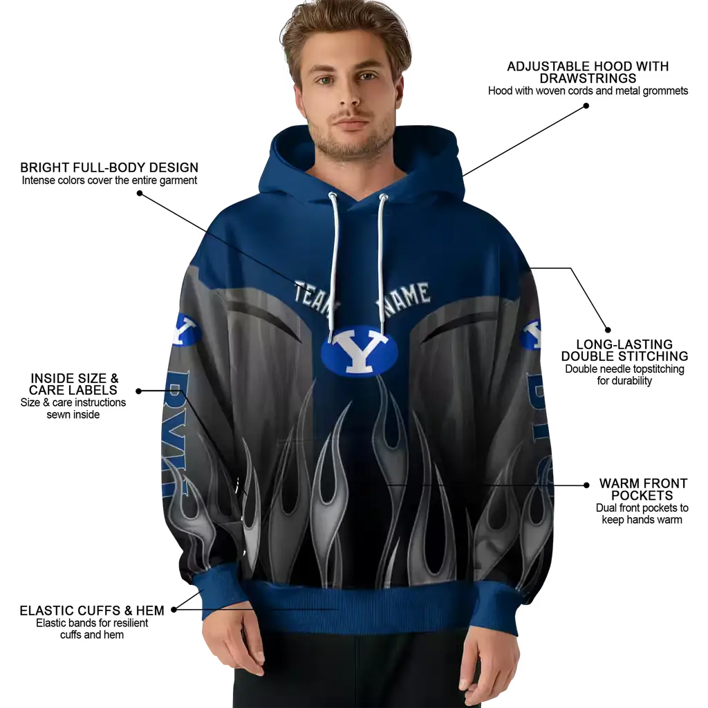 personalized byu cougars flame design blue hoodie latest model personalized byu cougars flame design blue hoodie latest model
