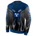 personalized byu cougars flame design blue hoodie best selling