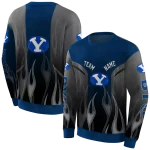 personalized byu cougars flame design blue hoodie best selling