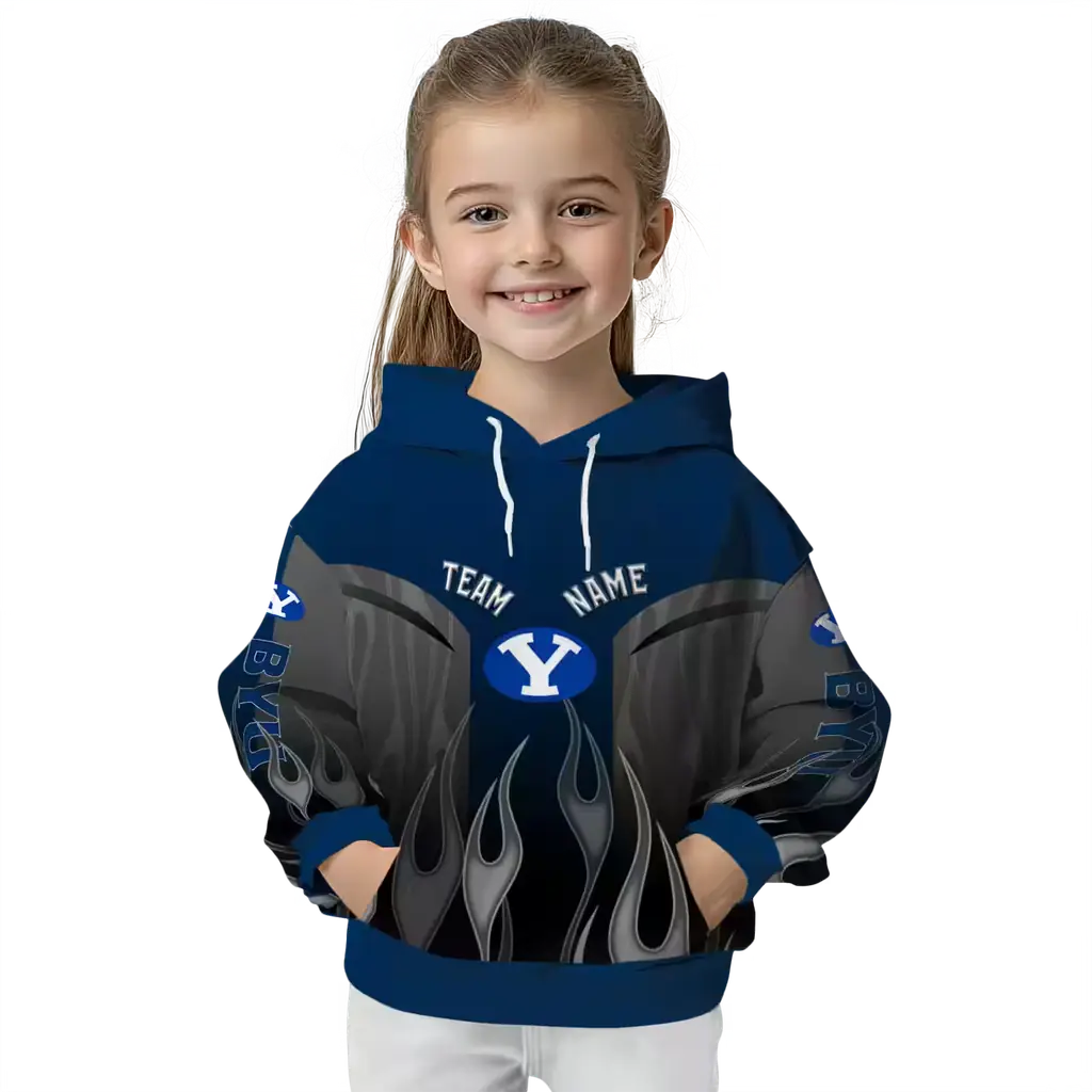 personalized byu cougars flame design blue hoodie top rated personalized byu cougars flame design blue hoodie top rated