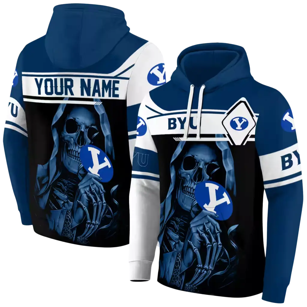 personalized byu cougars grim reaper blue black hoodie fashion forward personalized byu cougars grim reaper blue black hoodie fashion forward