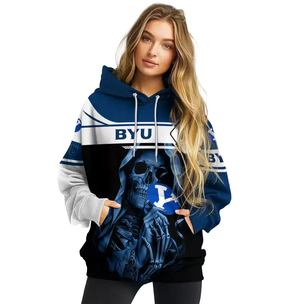 personalized byu cougars grim reaper blue black hoodie high quality personalized byu cougars grim reaper blue black hoodie high quality