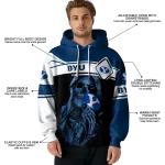 personalized byu cougars grim reaper blue black hoodie best selling