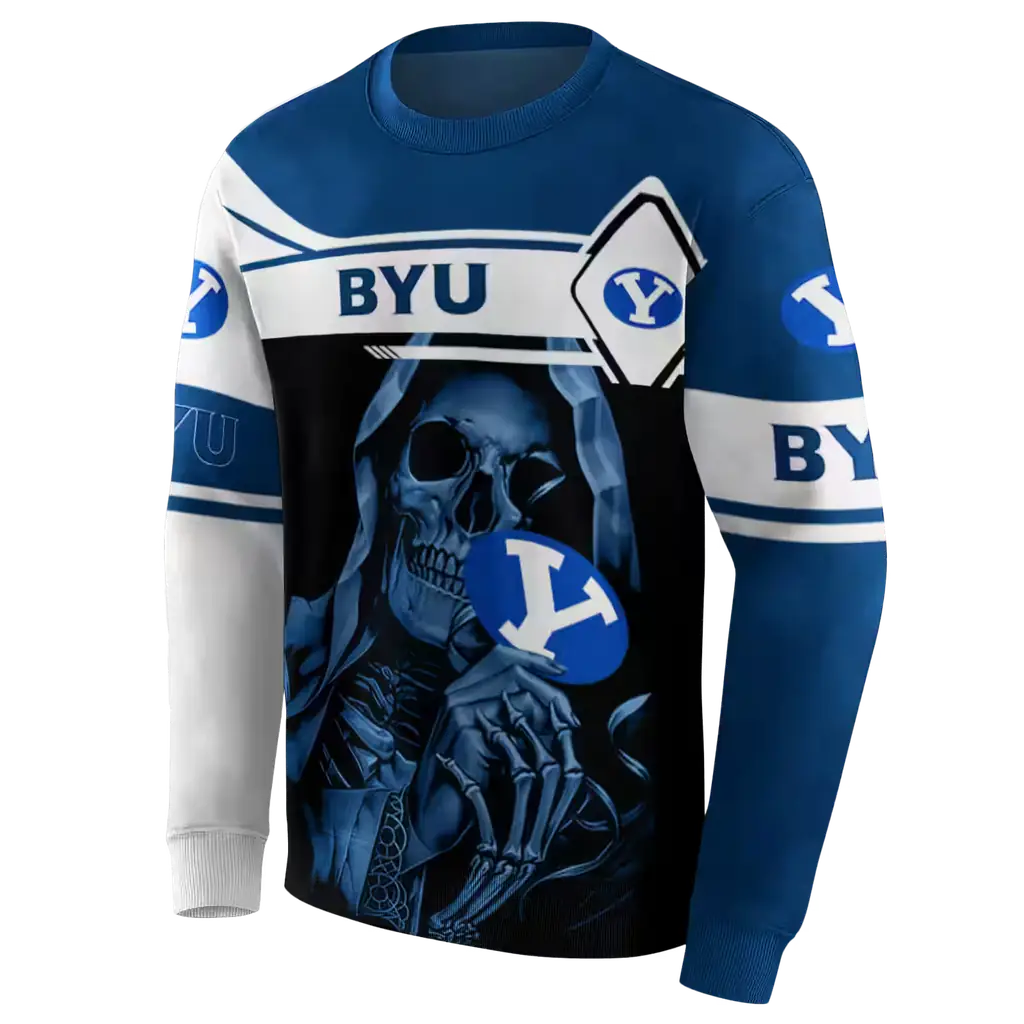 personalized byu cougars grim reaper blue black hoodie new arrival personalized byu cougars grim reaper blue black hoodie new arrival