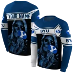 personalized byu cougars grim reaper blue black hoodie best selling