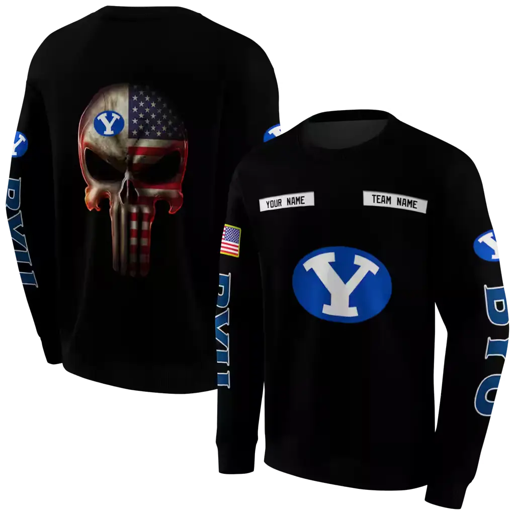 personalized byu cougars punisher skull black hoodie premium grade personalized byu cougars punisher skull black hoodie premium grade