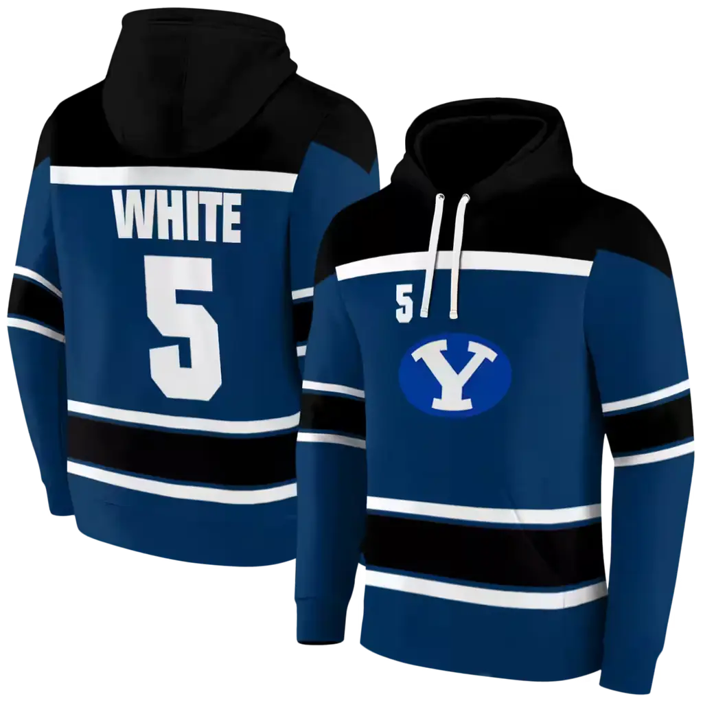 personalized byu cougars striped pattern blue hoodie fashion forward personalized byu cougars striped pattern blue hoodie fashion forward
