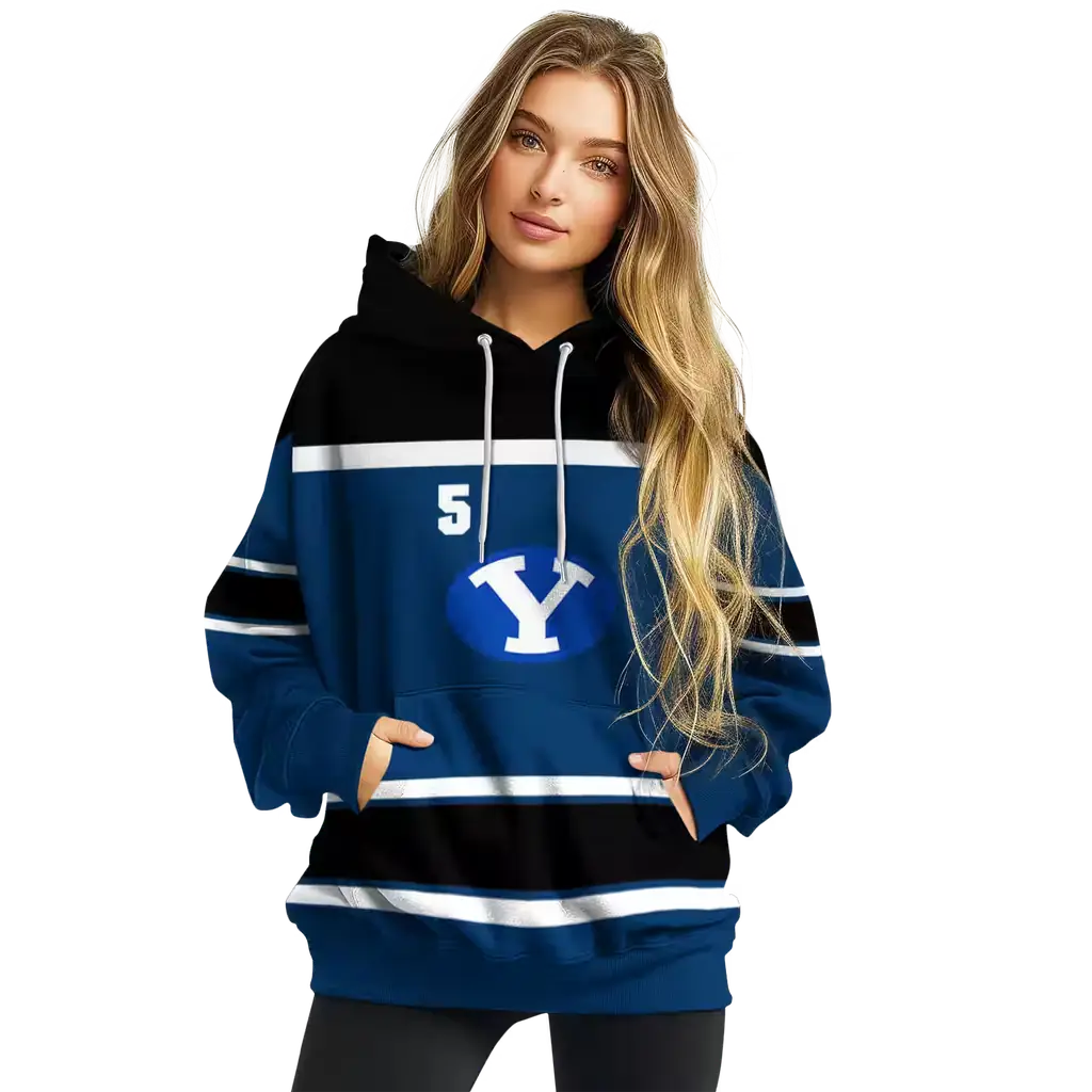 personalized byu cougars striped pattern blue hoodie high quality personalized byu cougars striped pattern blue hoodie high quality