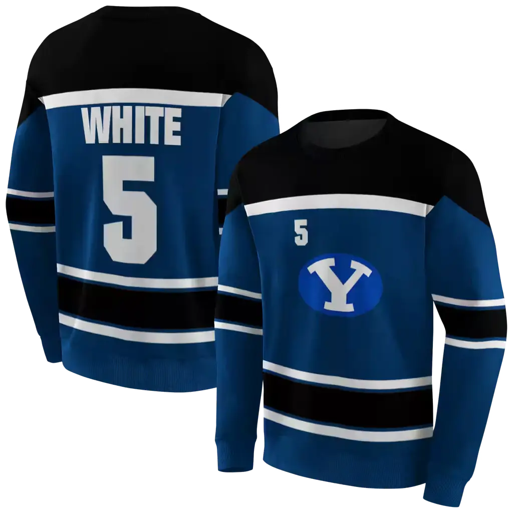 personalized byu cougars striped pattern blue hoodie premium grade personalized byu cougars striped pattern blue hoodie premium grade