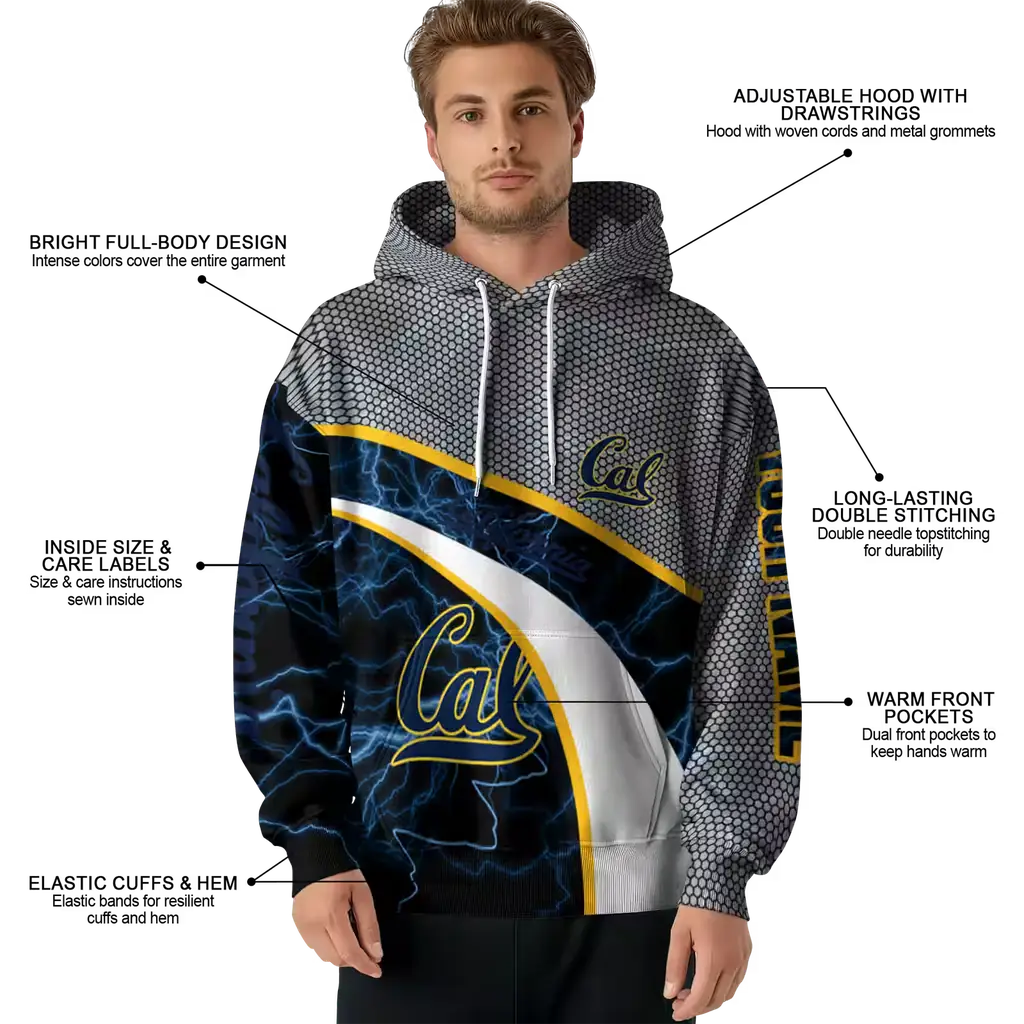 personalized california golden bears hexagonal mesh blue black gray hoodie latest model personalized california golden bears hexagonal mesh blue black gray hoodie latest model
