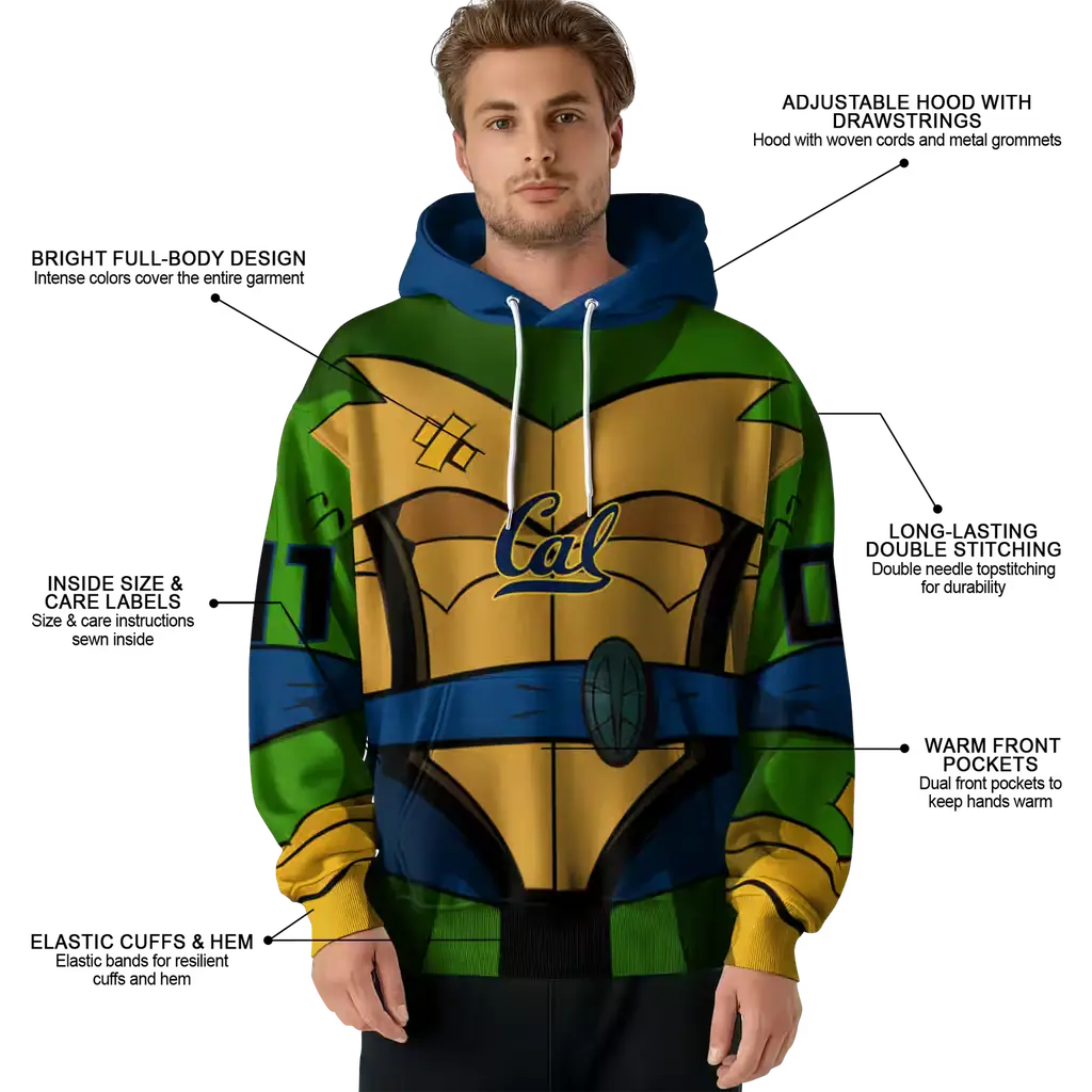 personalized california golden bears superhero armor blue green hoodie latest model personalized california golden bears superhero armor blue green hoodie latest model