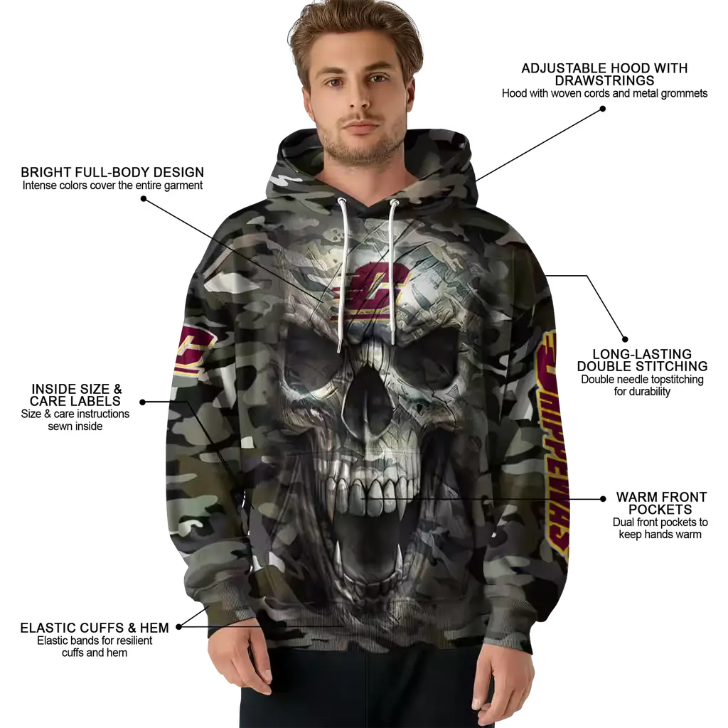 personalized central michigan chippewas camo skull hoodie latest model personalized central michigan chippewas camo skull hoodie latest model