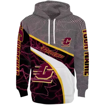 personalized central michigan chippewas hexagonal mesh maroon black gray hoodie best selling