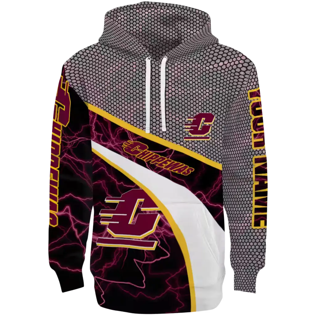 personalized central michigan chippewas hexagonal mesh maroon black gray hoodie best selling personalized central michigan chippewas hexagonal mesh maroon black gray hoodie best selling