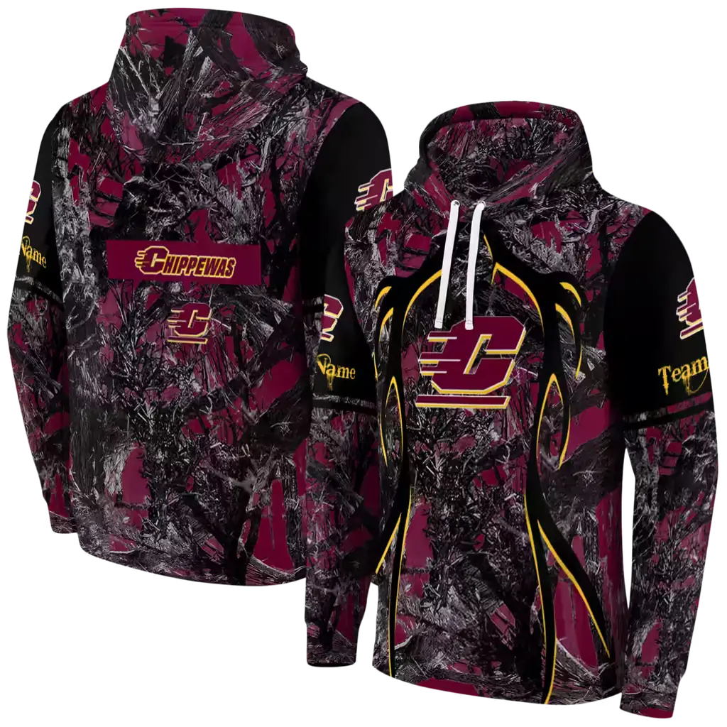personalized central michigan chippewas hunting theme maroon black hoodie fashion forward personalized central michigan chippewas hunting theme maroon black hoodie fashion forward