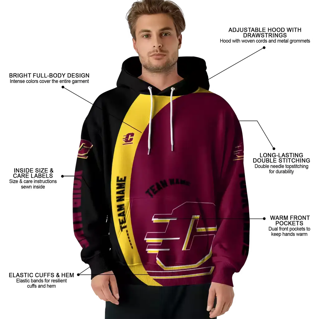 personalized central michigan chippewas minimalist design maroon black hoodie latest model personalized central michigan chippewas minimalist design maroon black hoodie latest model