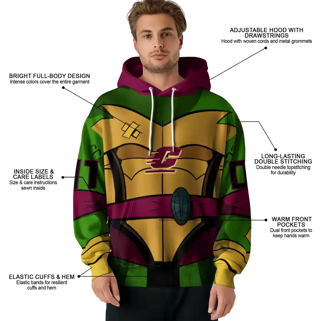personalized central michigan chippewas superhero armor maroon green hoodie latest model personalized central michigan chippewas superhero armor maroon green hoodie latest model