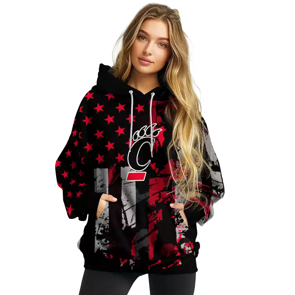 personalized cincinnati bearcats distressed flag red black hoodie high quality personalized cincinnati bearcats distressed flag red black hoodie high quality