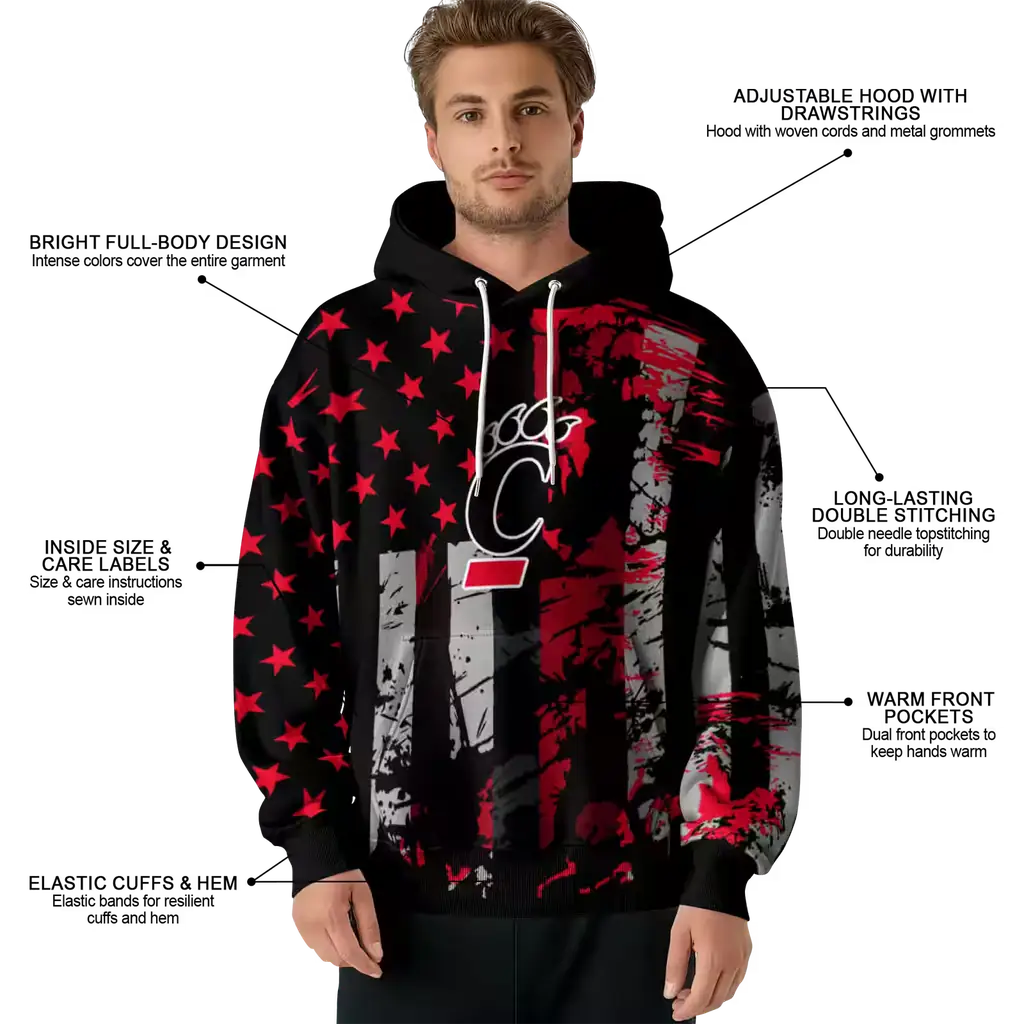 personalized cincinnati bearcats distressed flag red black hoodie latest model personalized cincinnati bearcats distressed flag red black hoodie latest model