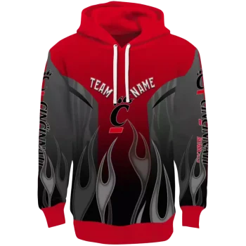 personalized cincinnati bearcats flame design red hoodie best selling