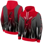 personalized cincinnati bearcats flame design red hoodie best selling