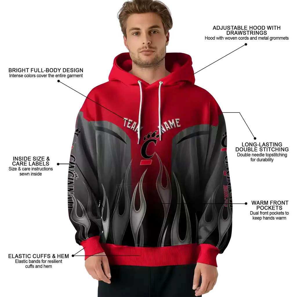 personalized cincinnati bearcats flame design red hoodie latest model personalized cincinnati bearcats flame design red hoodie latest model