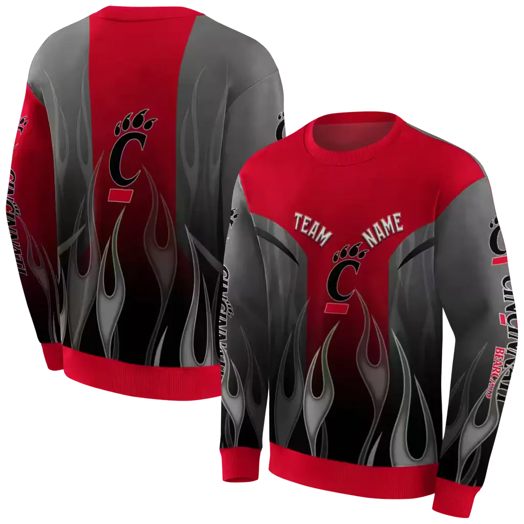 personalized cincinnati bearcats flame design red hoodie premium grade personalized cincinnati bearcats flame design red hoodie premium grade