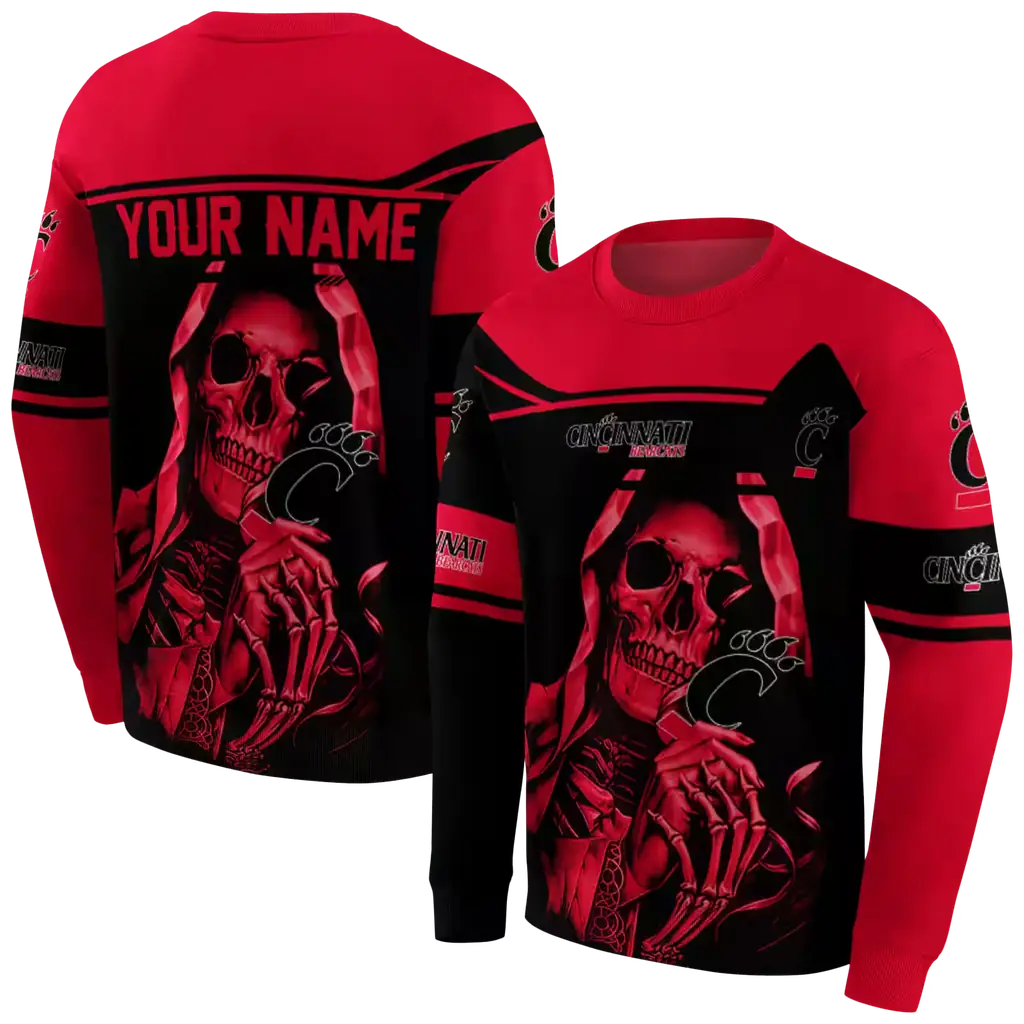 personalized cincinnati bearcats grim reaper red black hoodie premium grade personalized cincinnati bearcats grim reaper red black hoodie premium grade