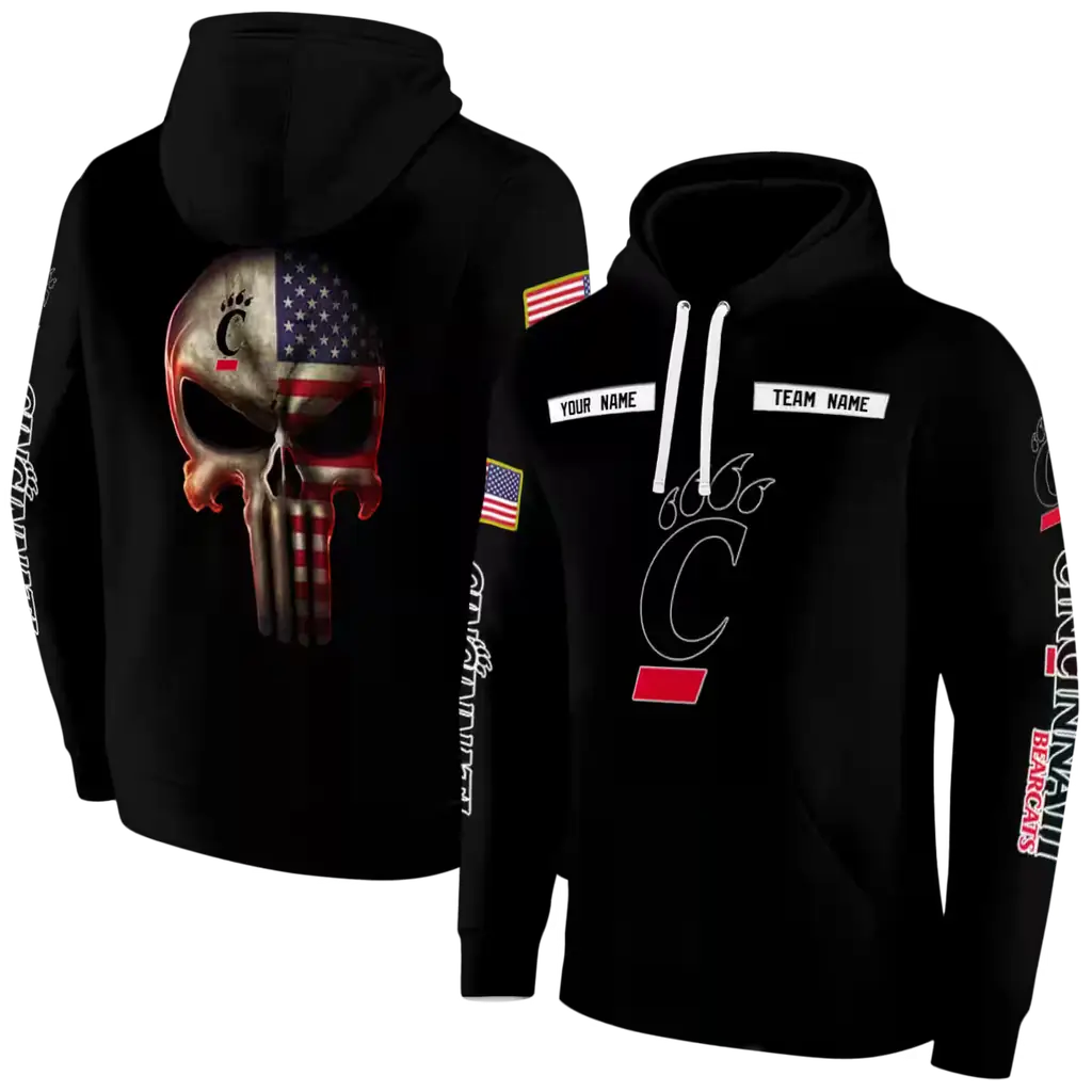 personalized cincinnati bearcats punisher skull black hoodie fashion forward personalized cincinnati bearcats punisher skull black hoodie fashion forward