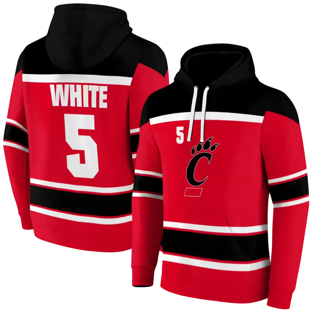 personalized cincinnati bearcats striped pattern red hoodie fashion forward personalized cincinnati bearcats striped pattern red hoodie fashion forward