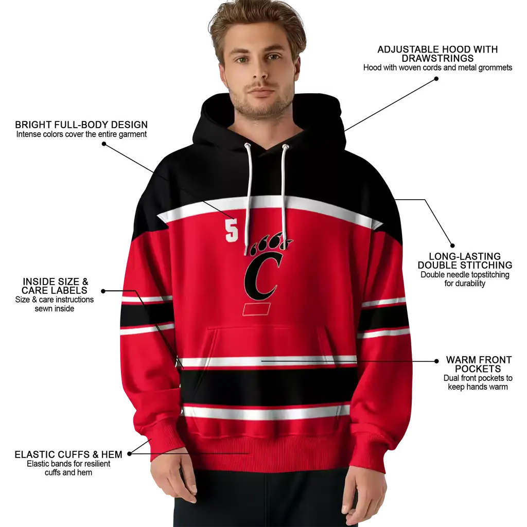 personalized cincinnati bearcats striped pattern red hoodie latest model personalized cincinnati bearcats striped pattern red hoodie latest model