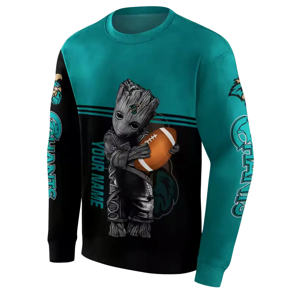 personalized coastal carolina chanticleers baby groot green black hoodie new arrival personalized coastal carolina chanticleers baby groot green black hoodie new arrival