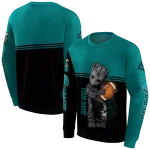 personalized coastal carolina chanticleers baby groot green black hoodie best selling