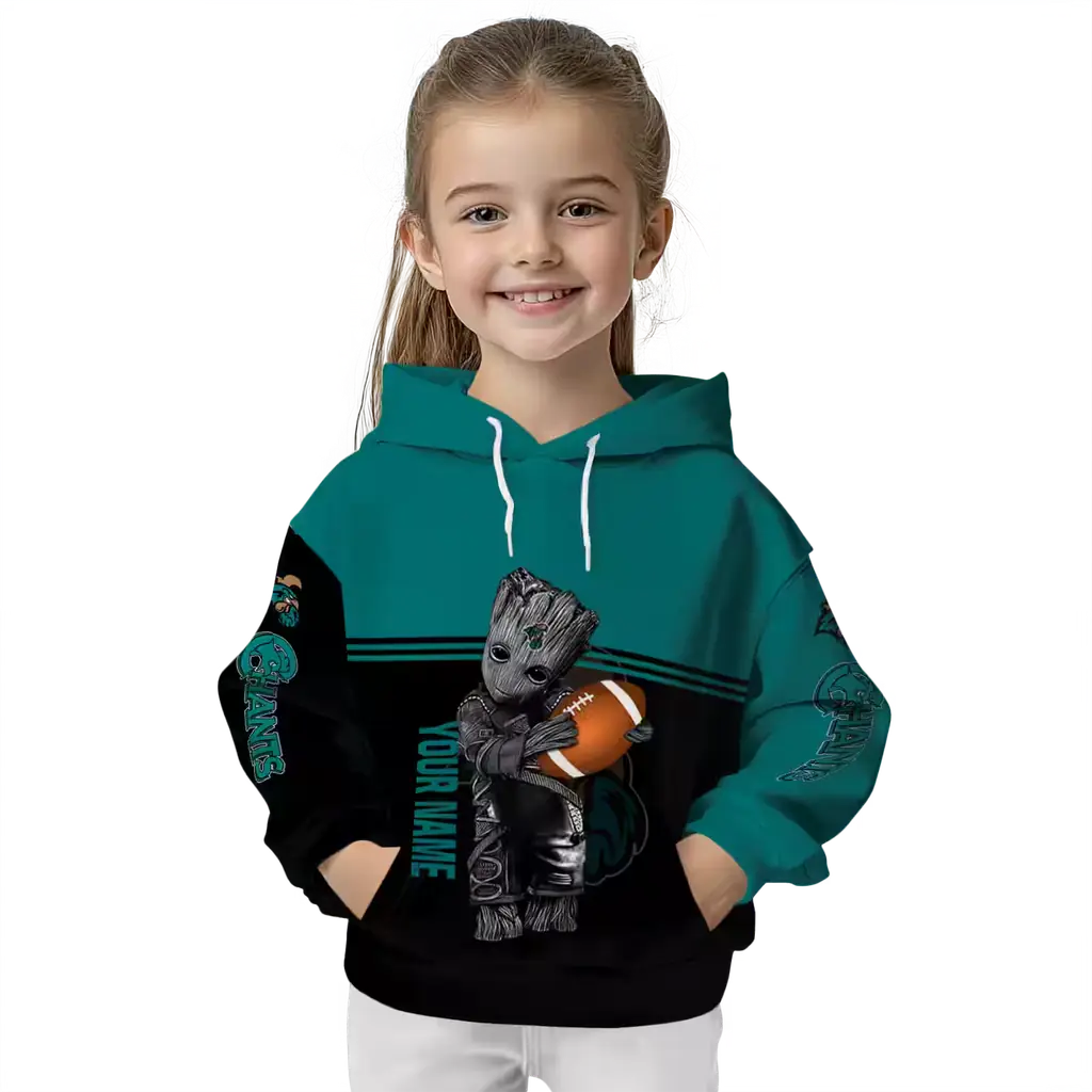 personalized coastal carolina chanticleers baby groot green black hoodie top rated personalized coastal carolina chanticleers baby groot green black hoodie top rated