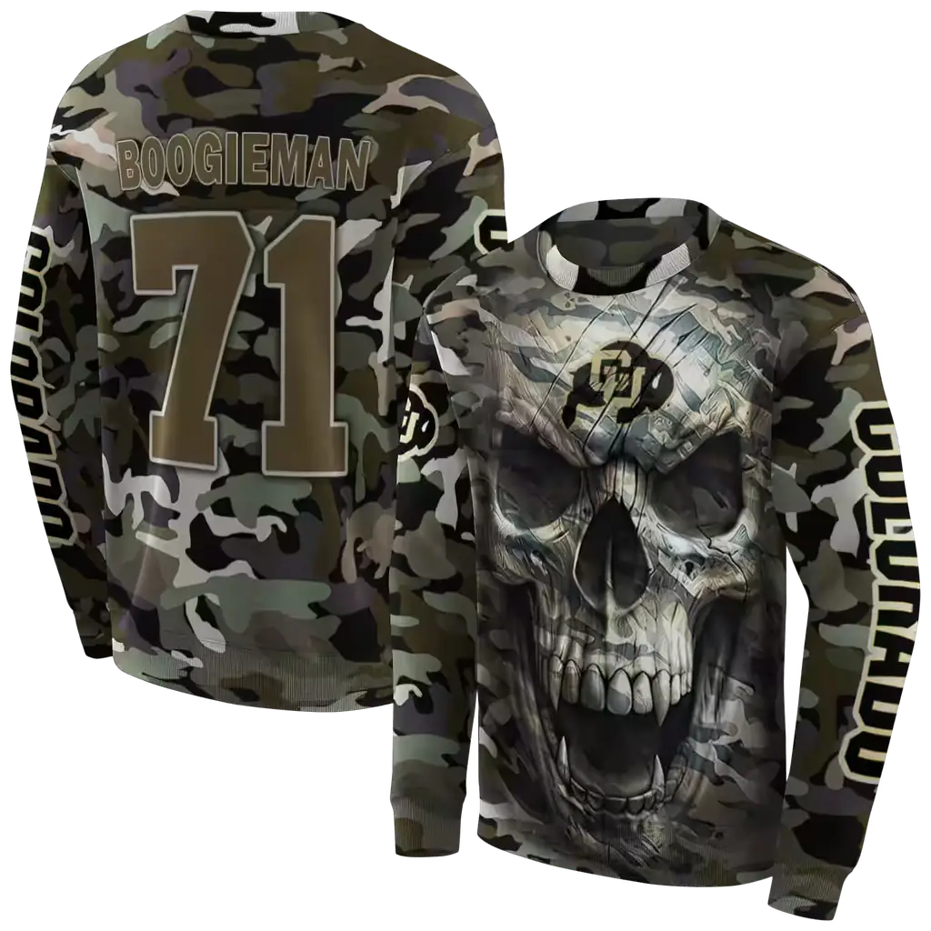 personalized colorado buffaloes camo skull hoodie premium grade personalized colorado buffaloes camo skull hoodie premium grade