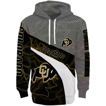 personalized colorado buffaloes hexagonal mesh gold black gray hoodie best selling