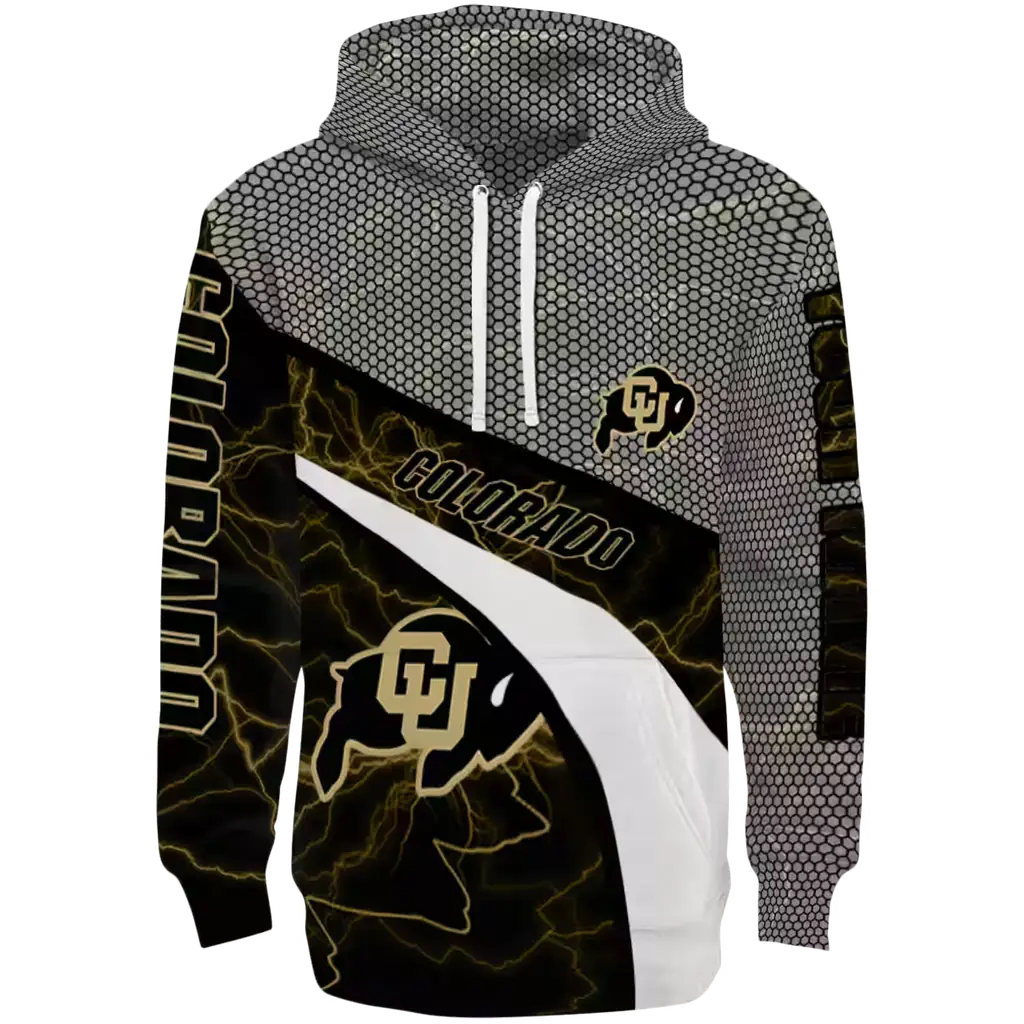 personalized colorado buffaloes hexagonal mesh gold black gray hoodie best selling personalized colorado buffaloes hexagonal mesh gold black gray hoodie best selling