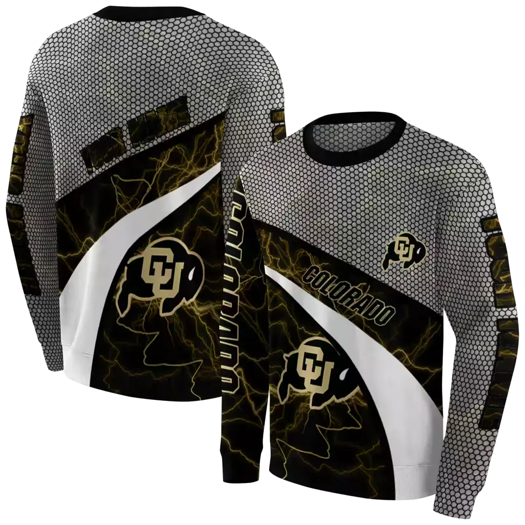 personalized colorado buffaloes hexagonal mesh gold black gray hoodie premium grade personalized colorado buffaloes hexagonal mesh gold black gray hoodie premium grade
