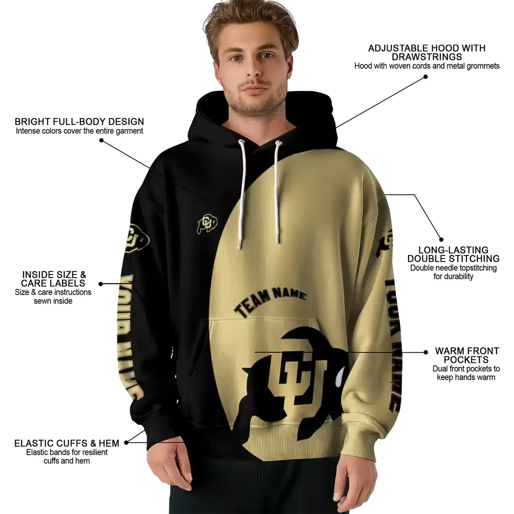 personalized colorado buffaloes minimalist design gold black hoodie latest model personalized colorado buffaloes minimalist design gold black hoodie latest model