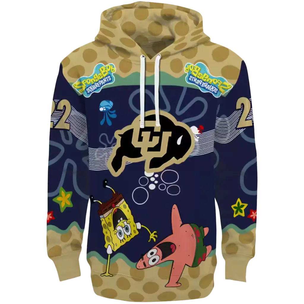 personalized colorado buffaloes spongebob patrick star gold navy hoodie best selling personalized colorado buffaloes spongebob patrick star gold navy hoodie best selling