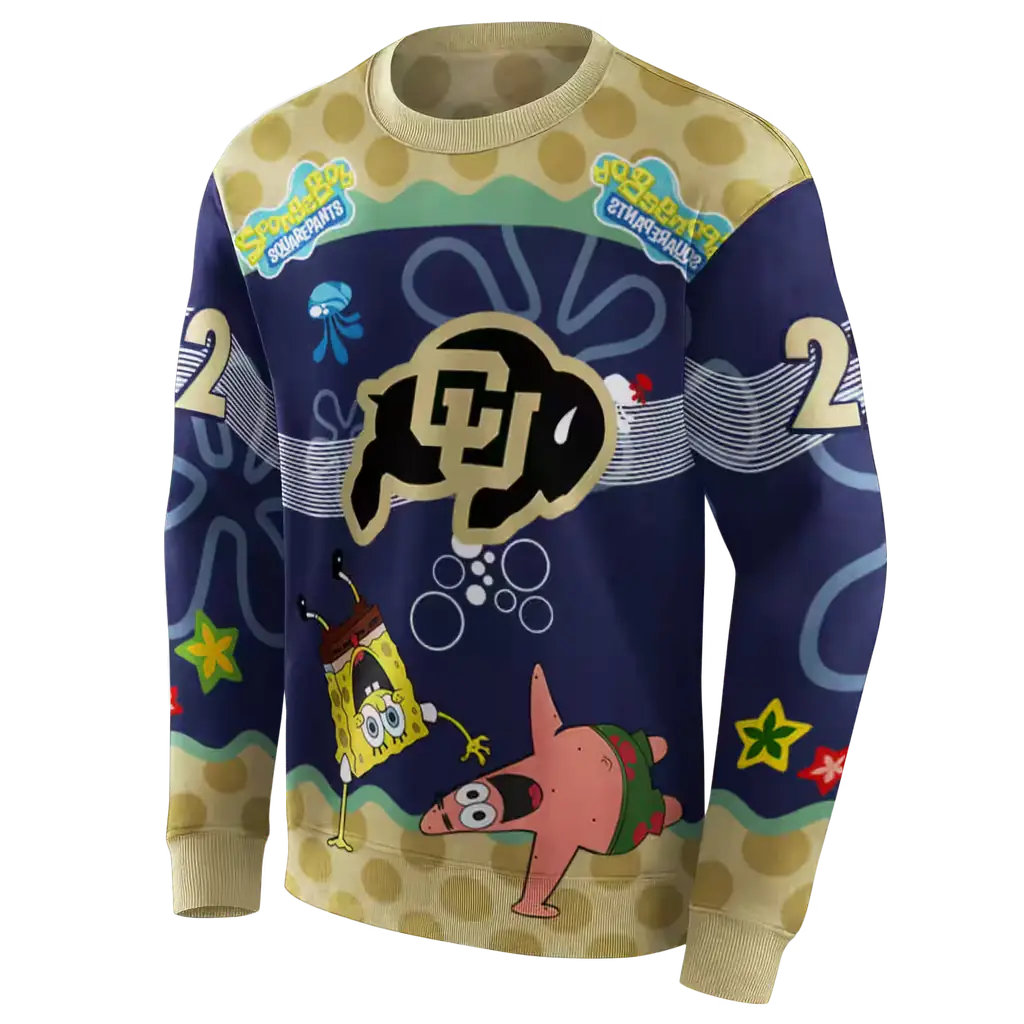 personalized colorado buffaloes spongebob patrick star gold navy hoodie new arrival personalized colorado buffaloes spongebob patrick star gold navy hoodie new arrival