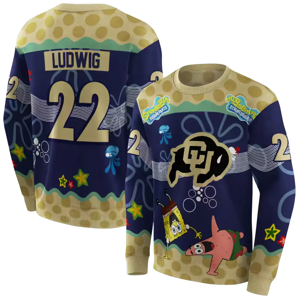 personalized colorado buffaloes spongebob patrick star gold navy hoodie premium grade personalized colorado buffaloes spongebob patrick star gold navy hoodie premium grade