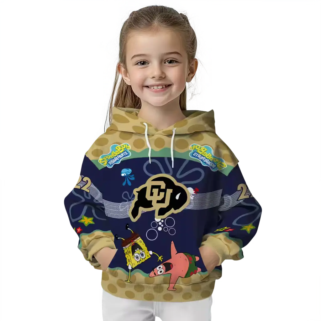 personalized colorado buffaloes spongebob patrick star gold navy hoodie top rated personalized colorado buffaloes spongebob patrick star gold navy hoodie top rated