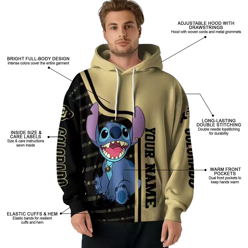 personalized colorado buffaloes stitch gold hoodie latest model personalized colorado buffaloes stitch gold hoodie latest model