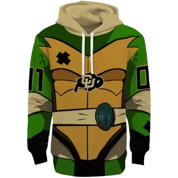 personalized colorado buffaloes superhero armor gold green hoodie best selling