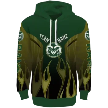 personalized colorado state rams flame design green hoodie best selling