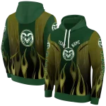 personalized colorado state rams flame design green hoodie best selling